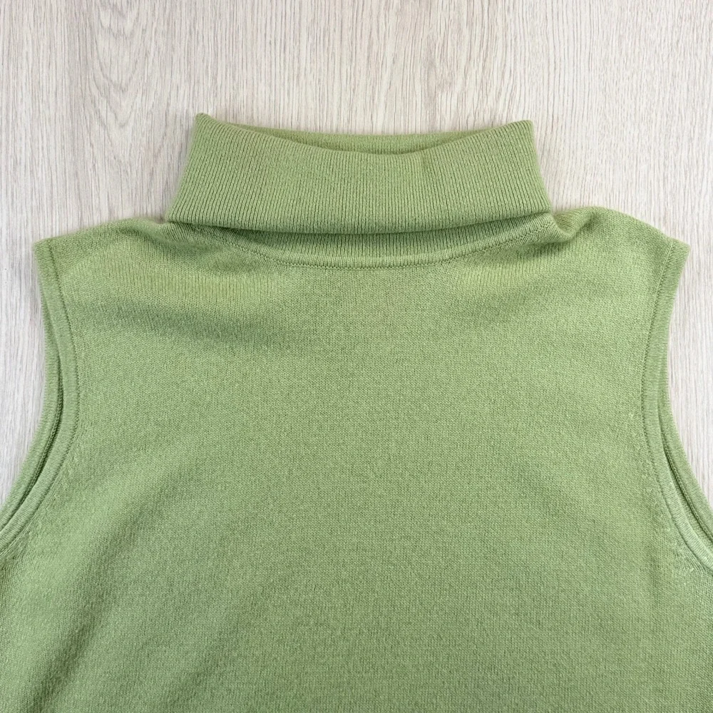 Sutton Studio Cashmere Turtleneck Sweater Vest Sage Green Women Md‎ Sleeveless